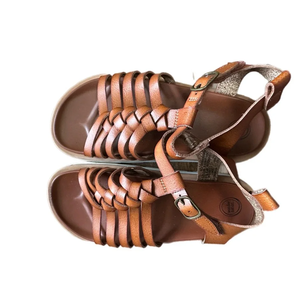 Wonder Nation Kids Brown Strappy Gladiator Sandals Buckle Closure‎ Size 1